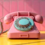 Répondeur mobile professionnel symbolisé par un téléphone rétro rose, évoquant la communication vocale
