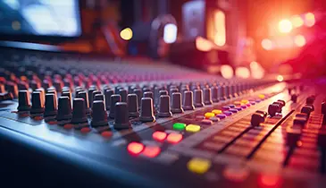 Console de mixage illustrant l'impact de la communication sonore dans divers secteurs.