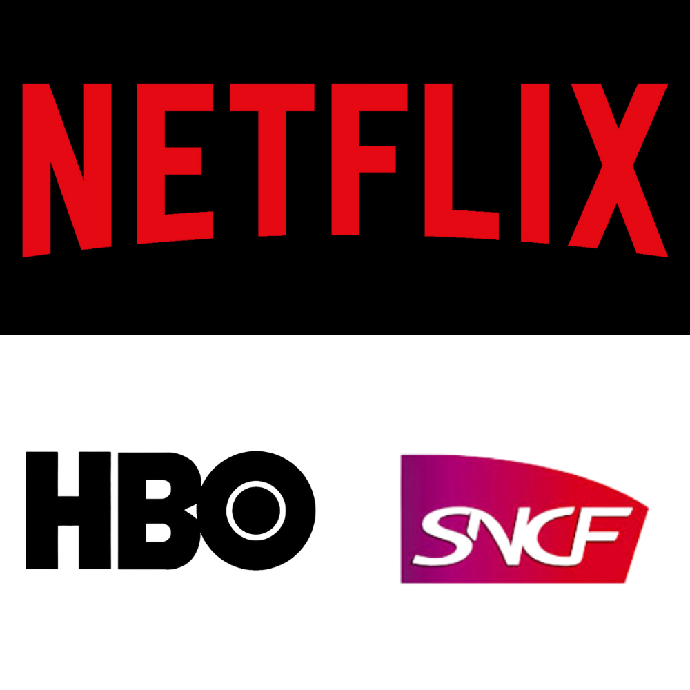 Logos de Netflix, HBO, et SNCF