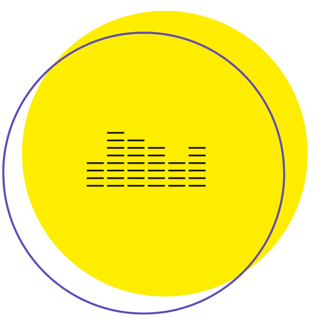 Icône d'égaliseur sonore illustrant la création musicale et l'expertise technique d'ATS Studios
